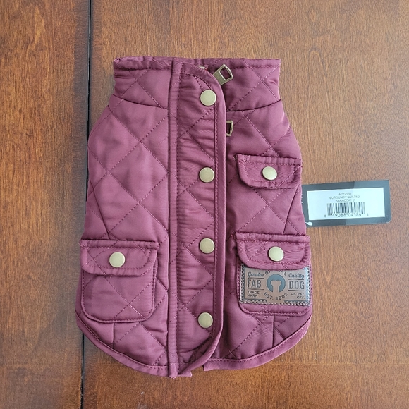 NEW | Fabdog | Dog Barn Coat | Pet Jacket | Burgundy Quilted Barncoat | 8" | XS - Picture 2 of 12